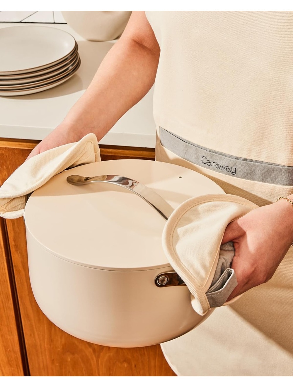 Caraway Gray 100% Organic Cotton Pot Holder, Double-Layer Stain Resistant
